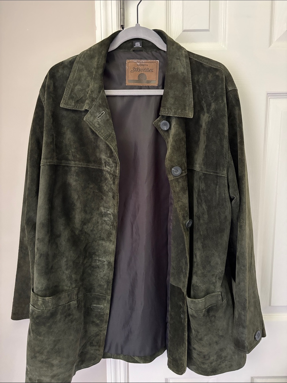 St. John's Bay Olive Green Suede Button Jacket - Picture 5 of 5